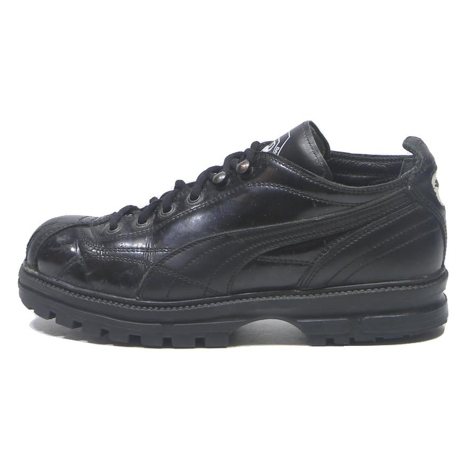 PUMA Mens Lace-Up Trainers Black Leather UK 6 Casual Comfort Durable