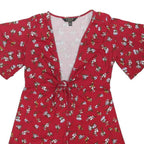 LIPSY LONDON Womens Red Floral Day Dress Cotton Blend Short Sleeve Mini UK 12