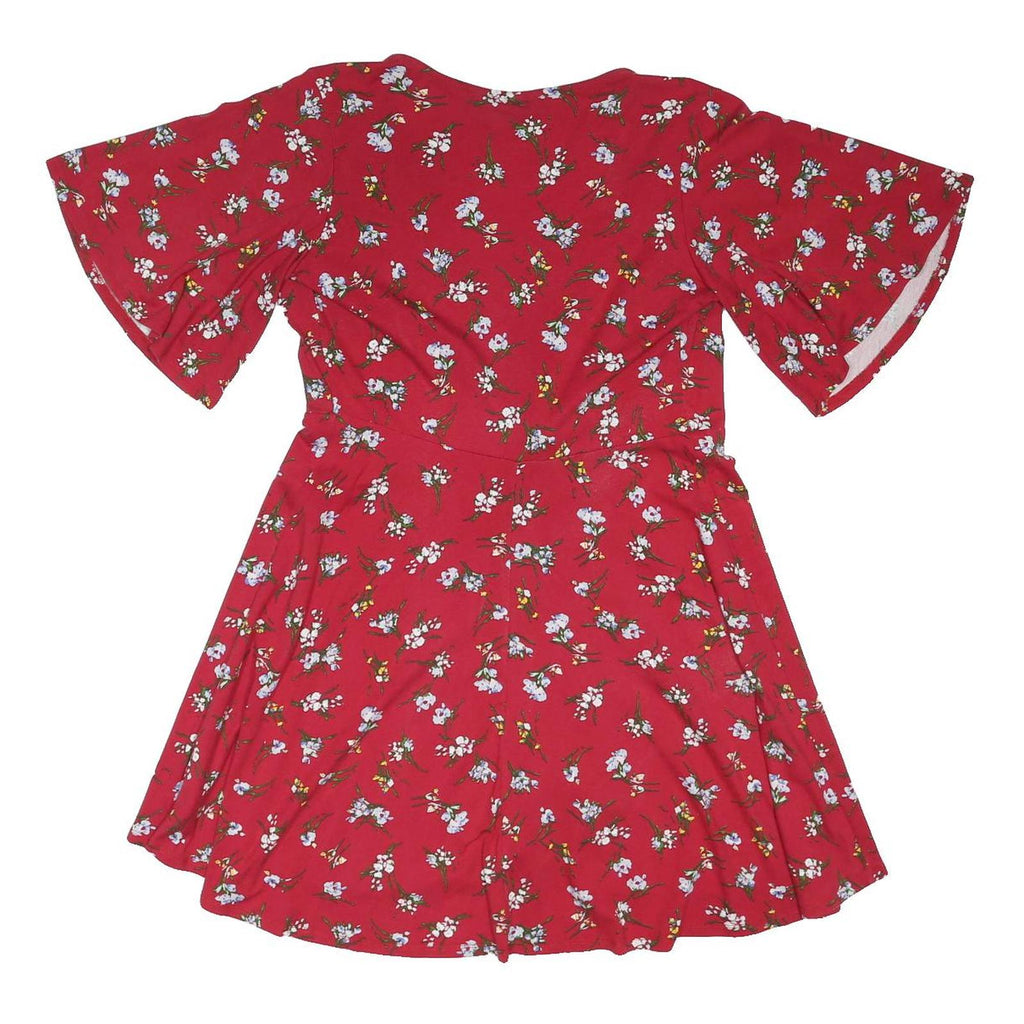 LIPSY LONDON Womens Red Floral Day Dress Cotton Blend Short Sleeve Mini UK 12