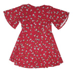 LIPSY LONDON Womens Red Floral Day Dress Cotton Blend Short Sleeve Mini UK 12