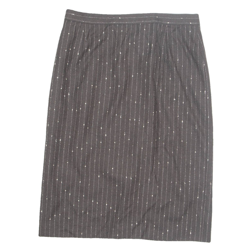 Womens Straight Skirt Brown Knee Length Wool Striped M