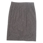 Womens Straight Skirt Brown Knee Length Wool Striped M