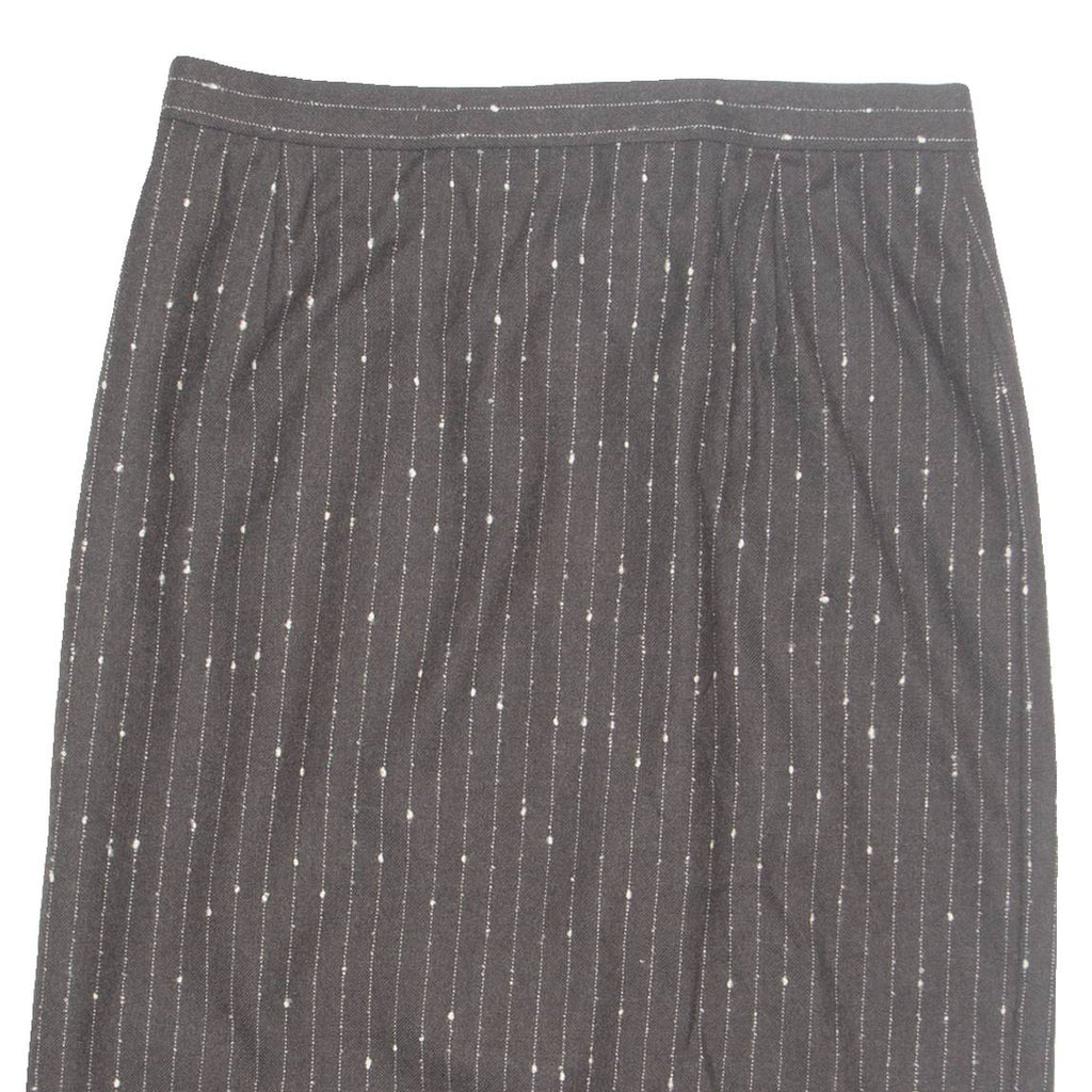 Womens Straight Skirt Brown Knee Length Wool Striped M