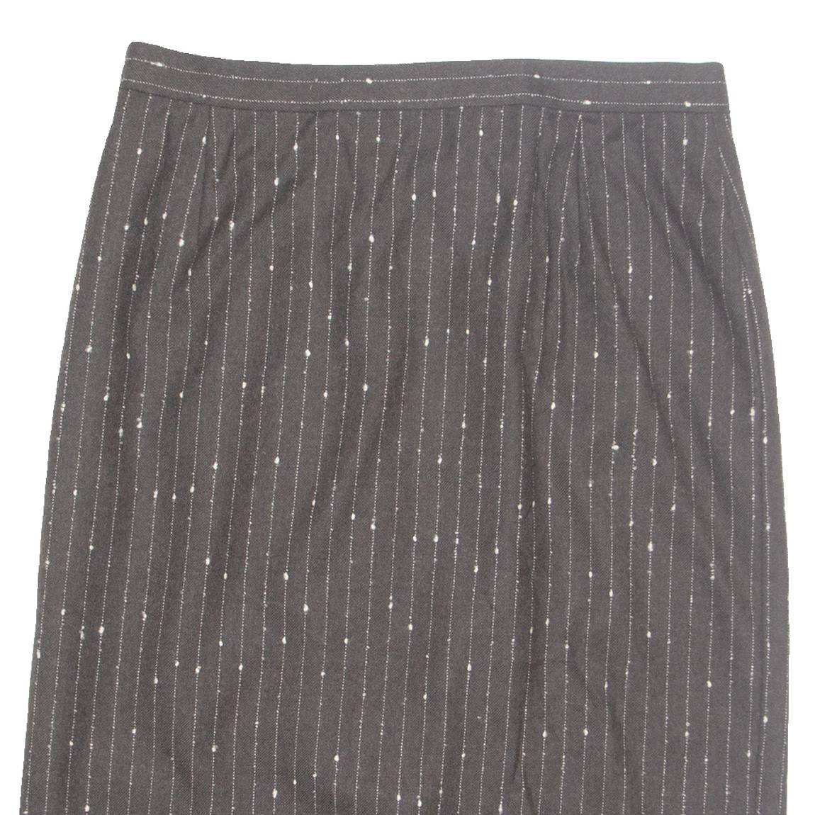 Womens Straight Skirt Brown Knee Length Wool Striped M