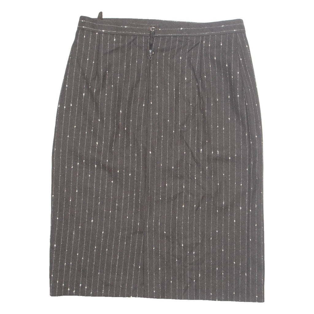 Womens Straight Skirt Brown Knee Length Wool Striped M