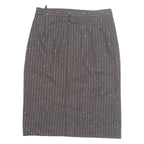 Womens Straight Skirt Brown Knee Length Wool Striped M