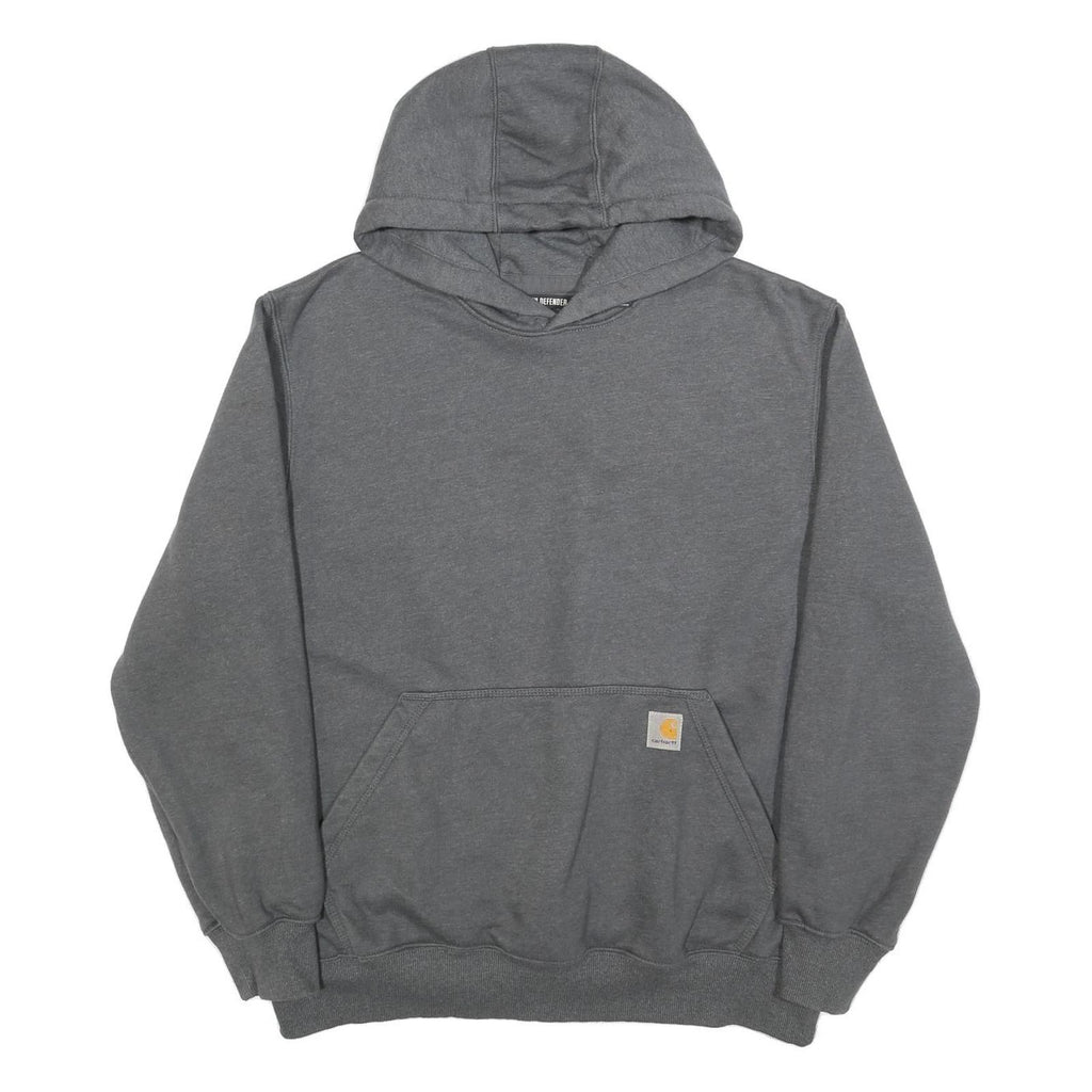 CARHARTT Mens Grey Hoodie L Cotton Pullover Pocket Casual Workwear Sweatshirt