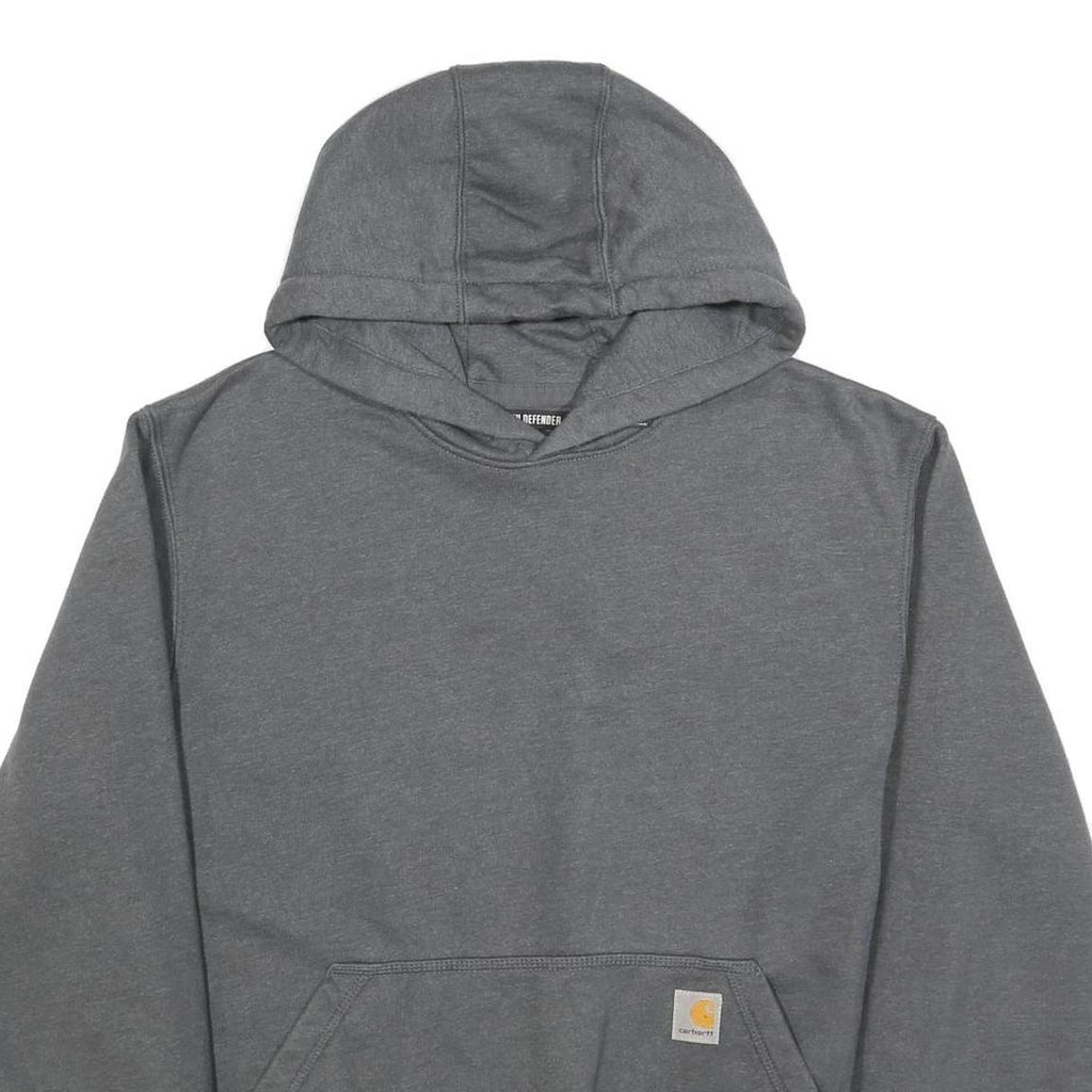 CARHARTT Mens Grey Hoodie L Cotton Pullover Pocket Casual Workwear Sweatshirt