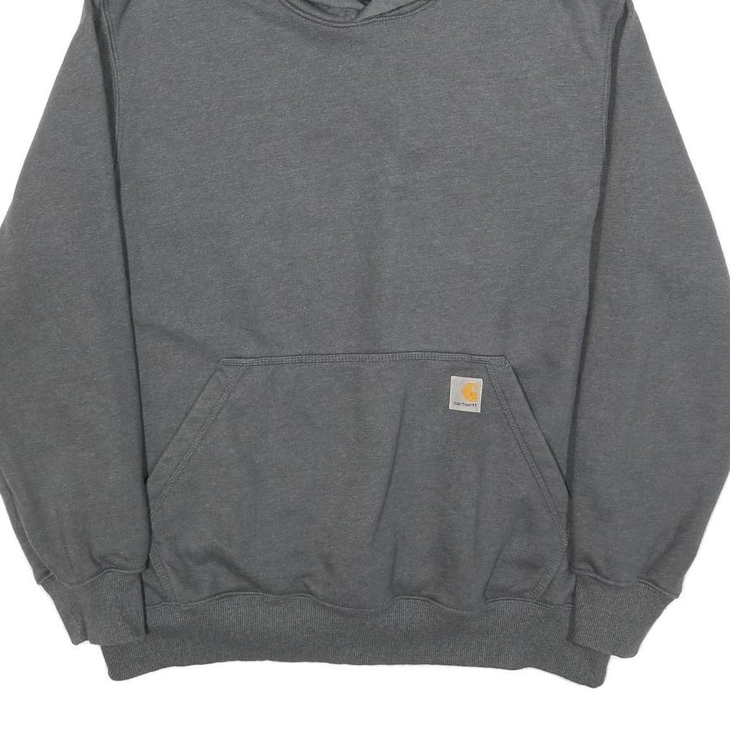 CARHARTT Mens Grey Hoodie L Cotton Pullover Pocket Casual Workwear Sweatshirt
