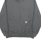 CARHARTT Mens Grey Hoodie L Cotton Pullover Pocket Casual Workwear Sweatshirt
