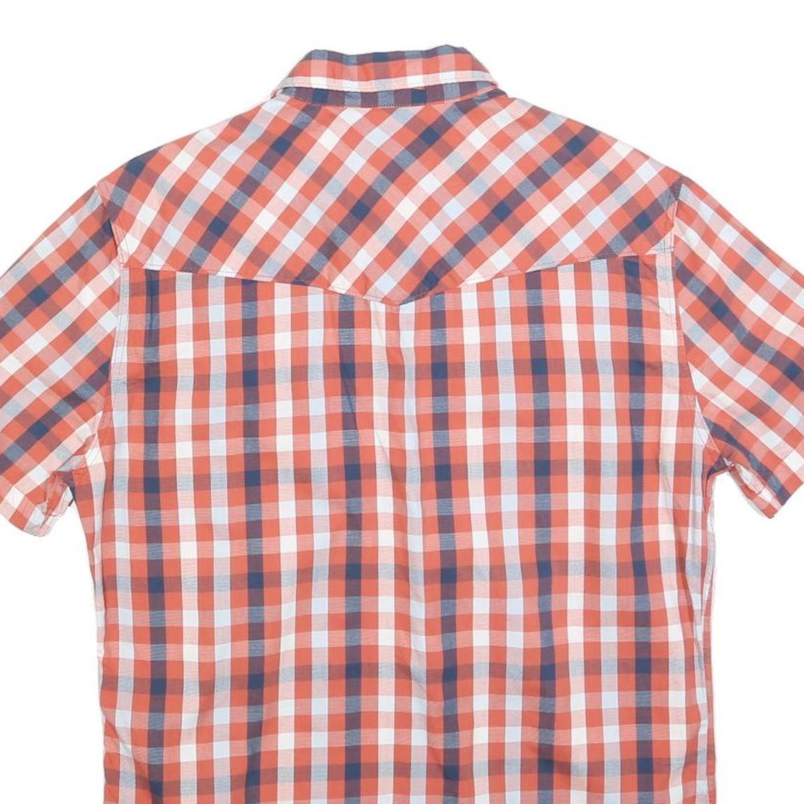 LEVI'S Mens Red & Blue Check Shirt M Cotton Short Sleeve Button Pockets