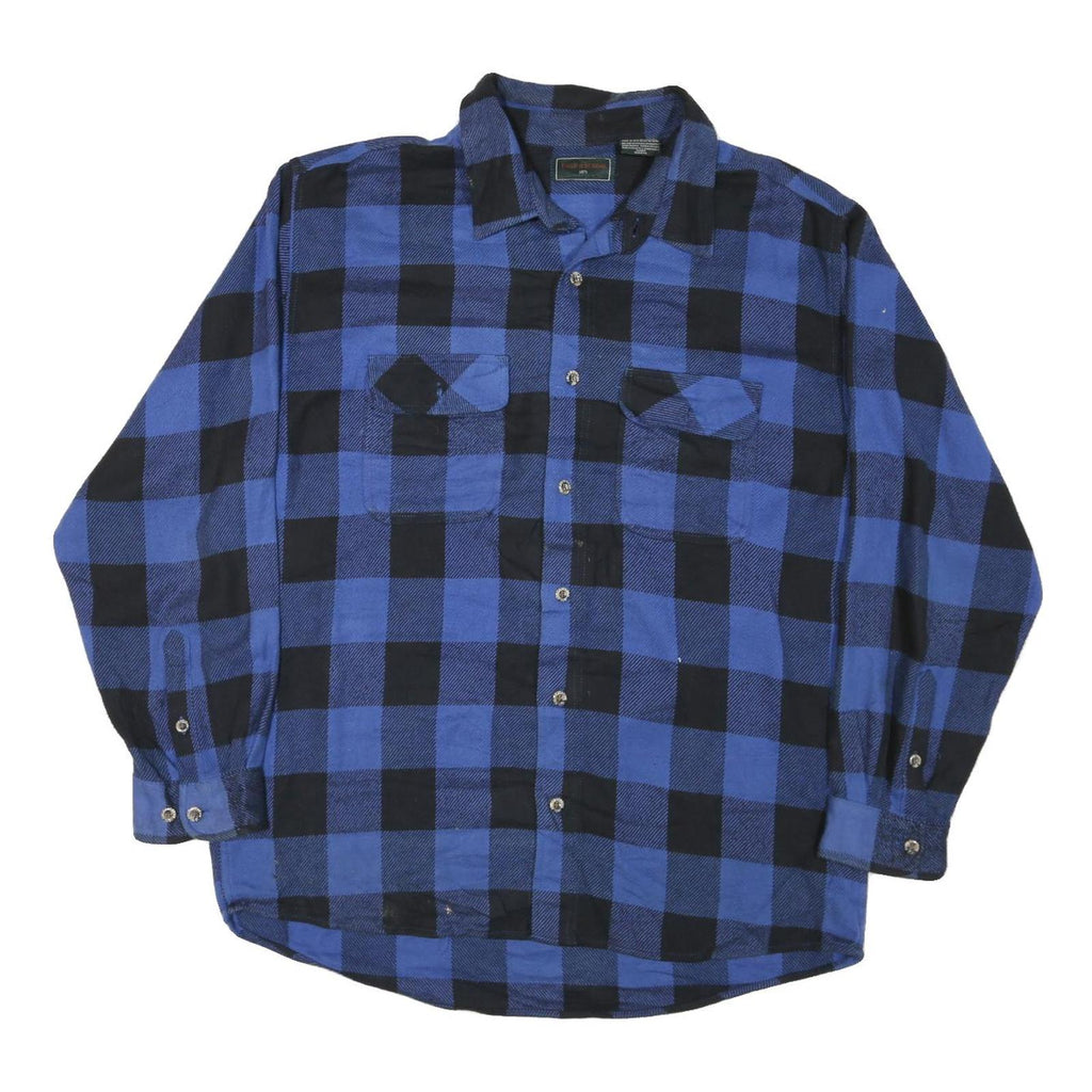 FIELD & STREAM Mens Blue & Black Plaid Shirt XL Casual Cotton Blend Long Sleeve