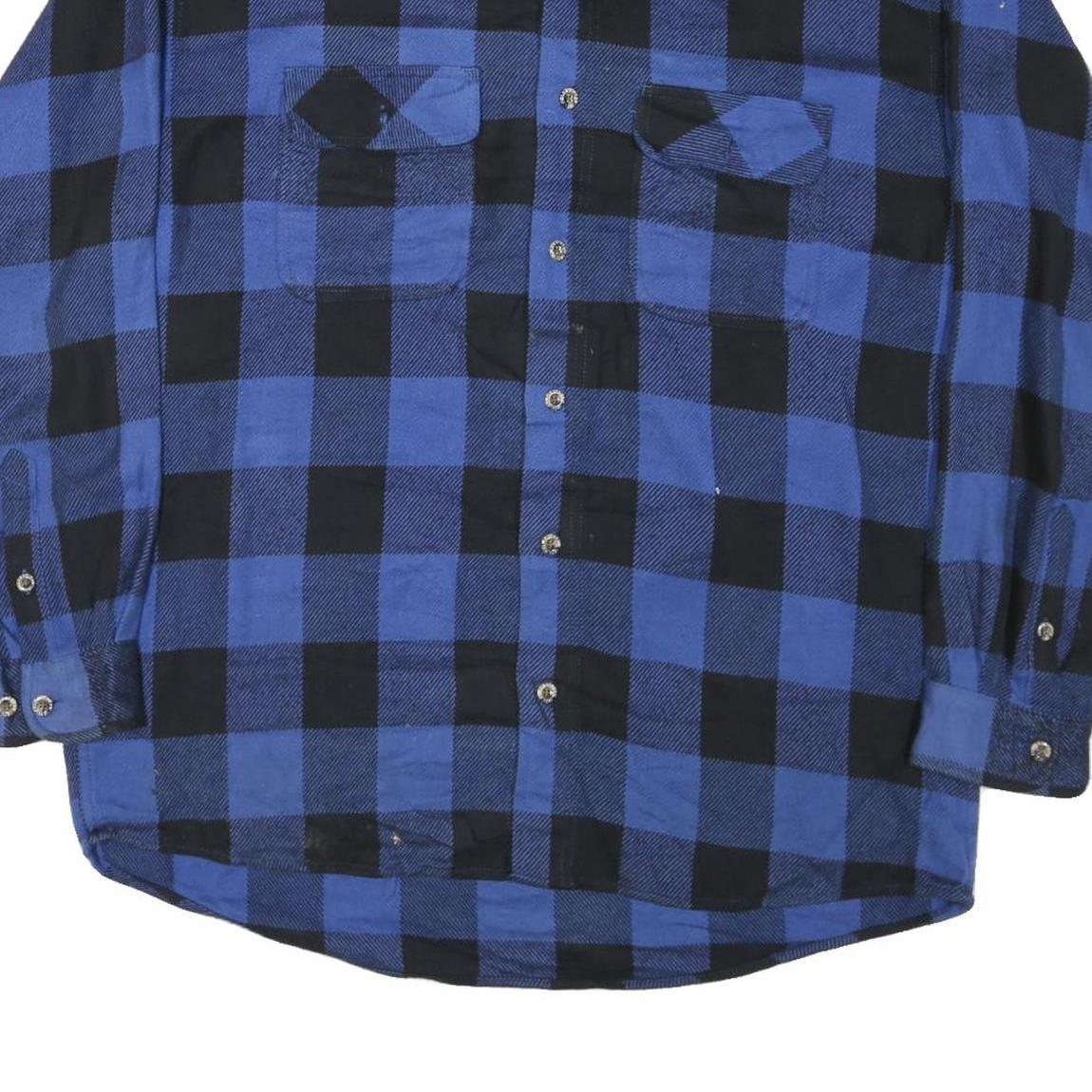 FIELD & STREAM Mens Blue & Black Plaid Shirt XL Casual Cotton Blend Long Sleeve