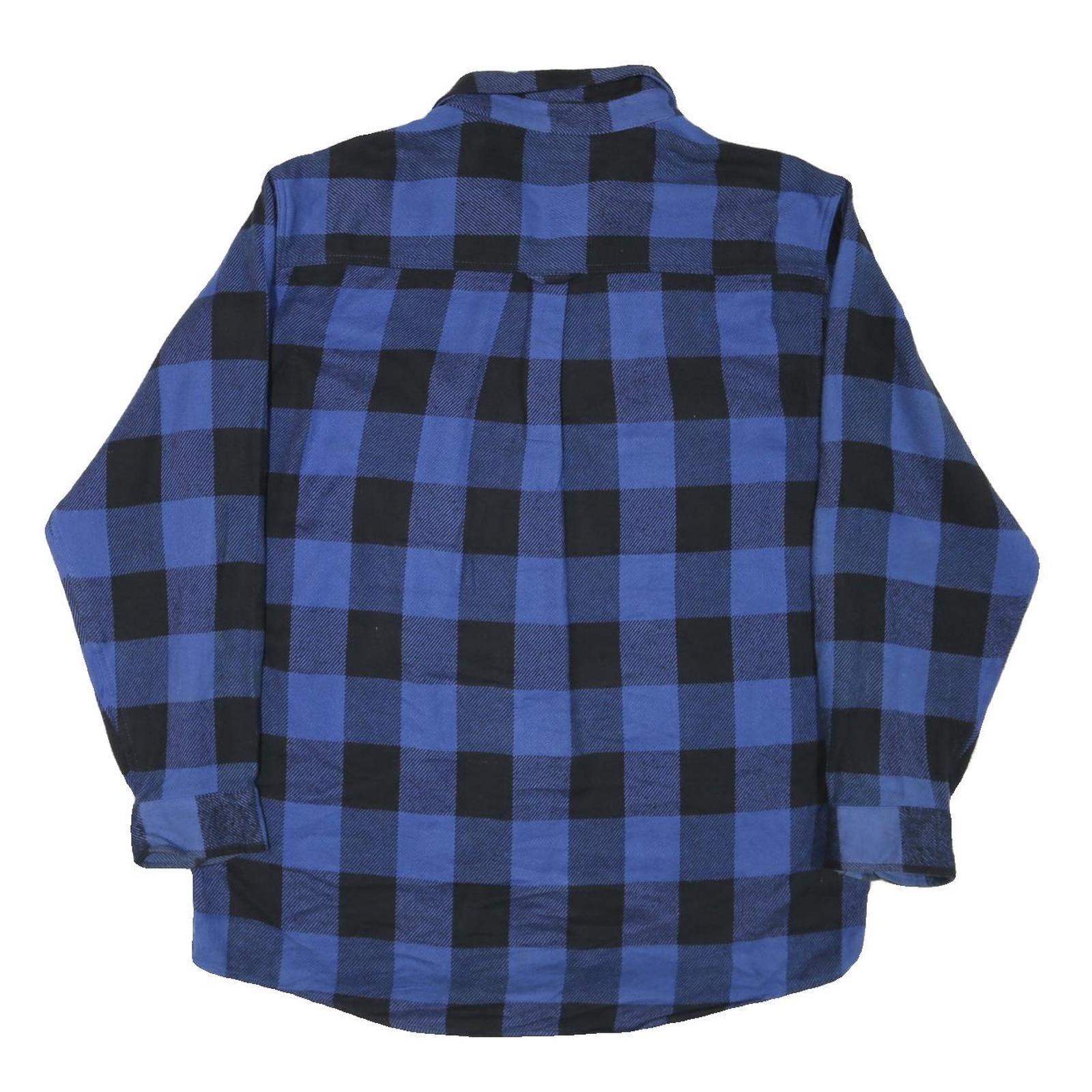 FIELD & STREAM Mens Blue & Black Plaid Shirt XL Casual Cotton Blend Long Sleeve