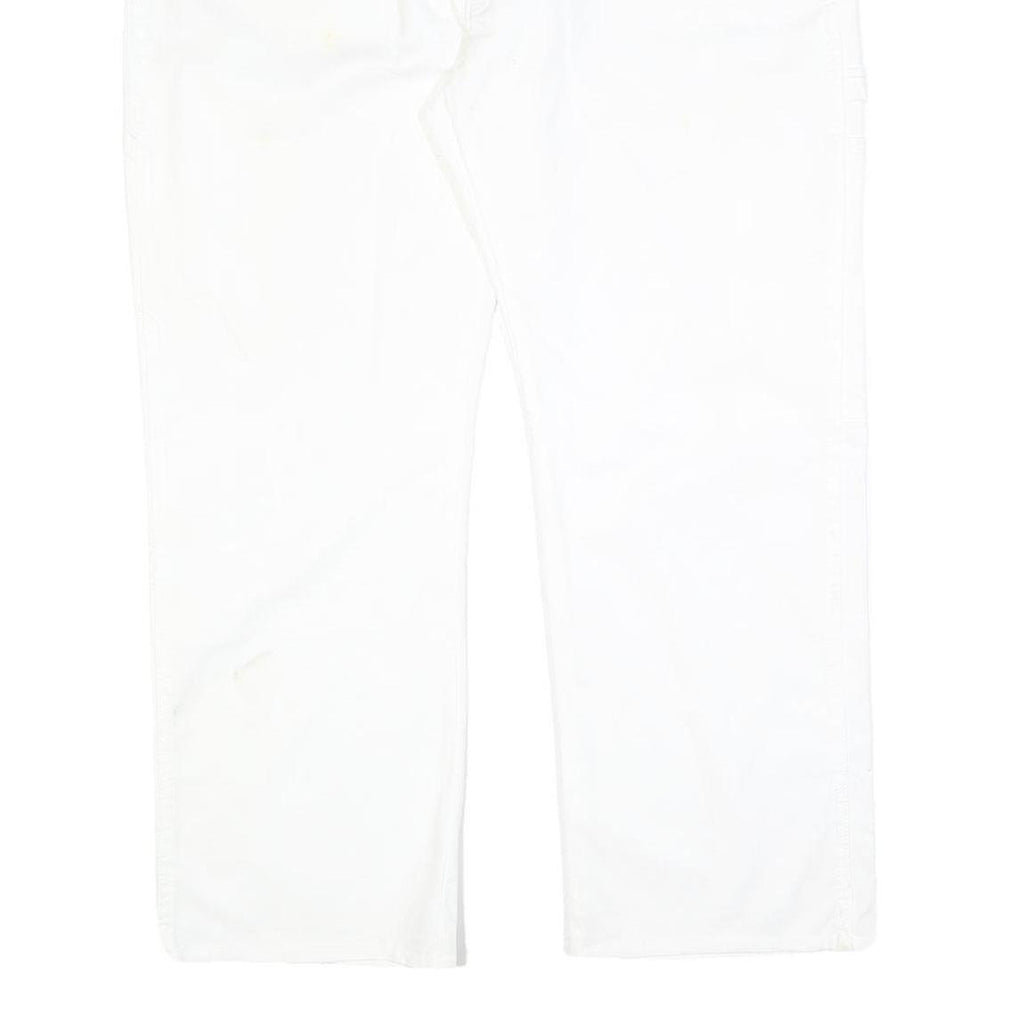 DICKIES Mens Cotton Blend White Relaxed Straight Trousers W40 L30 Workwear