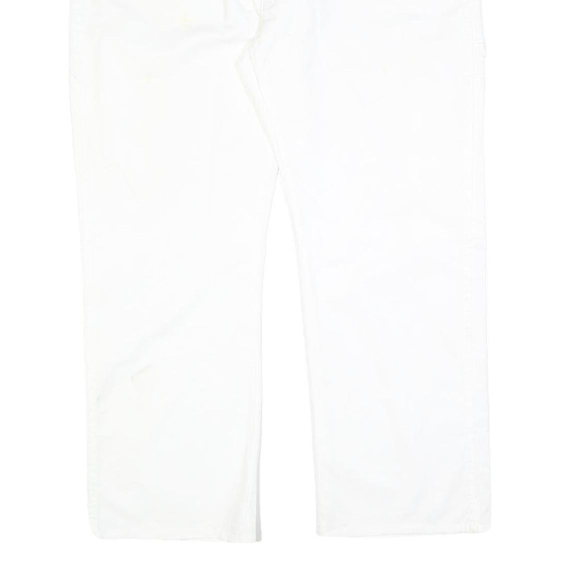 DICKIES Mens Cotton Blend White Relaxed Straight Trousers W40 L30 Workwear