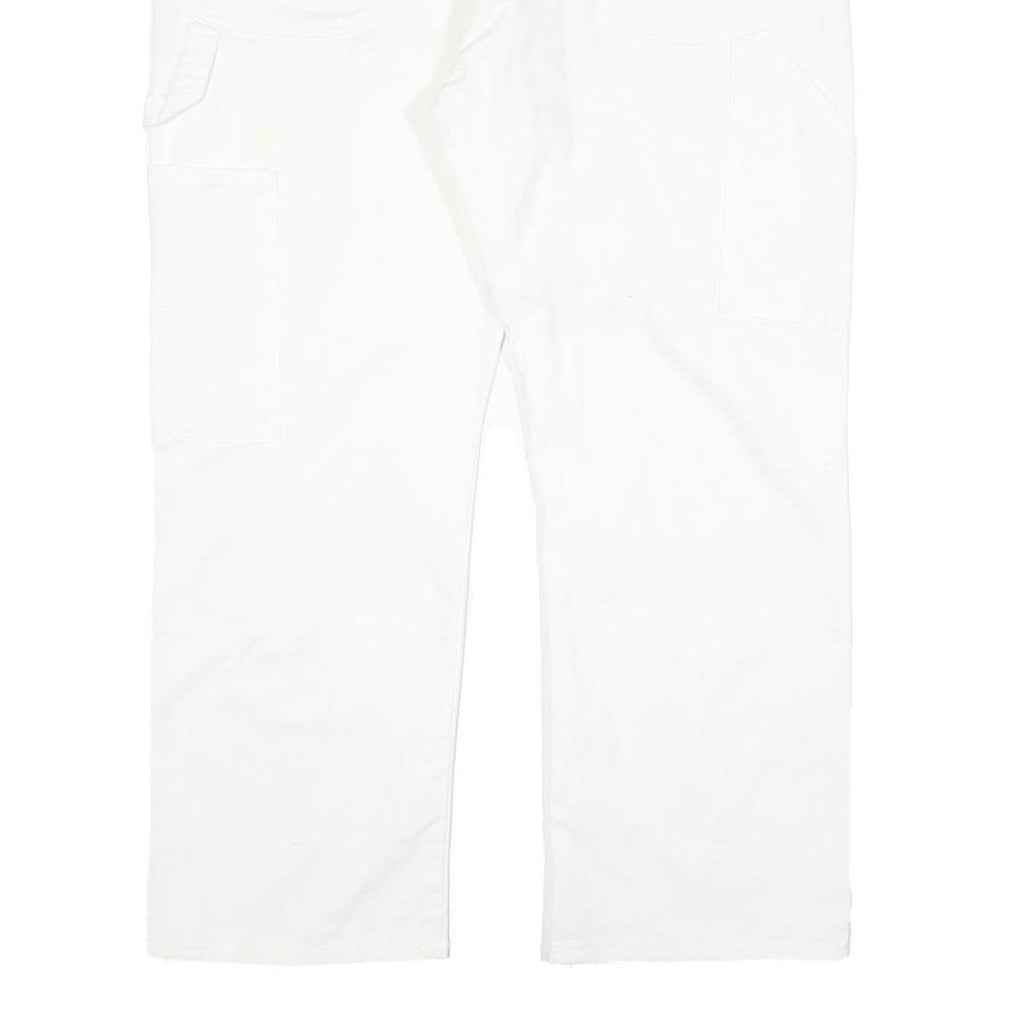 DICKIES Mens Cotton Blend White Relaxed Straight Trousers W40 L30 Workwear