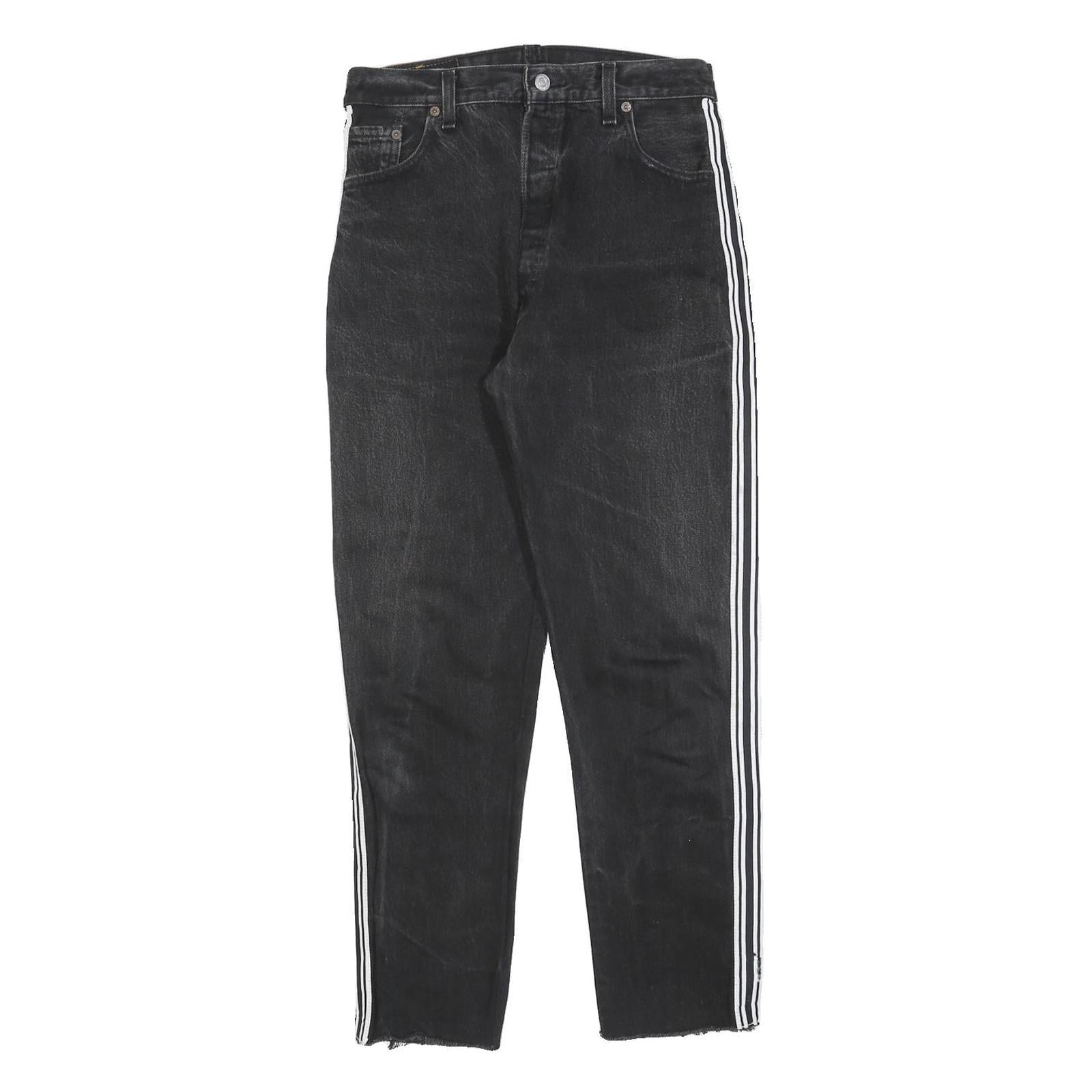 LEVI'S 501 Womens Regular Jeans Black Denim W28 L27 Button Closure Casual