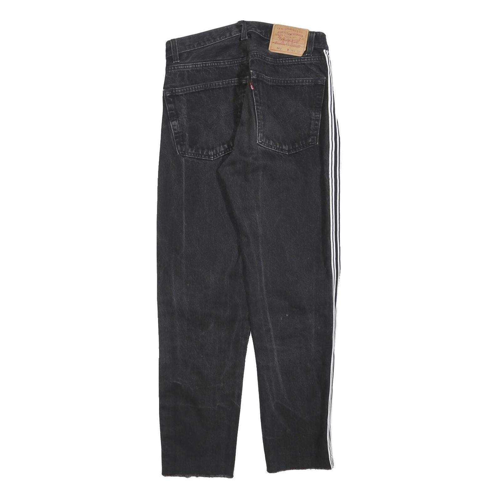 LEVI'S 501 Womens Regular Jeans Black Denim W28 L27 Button Closure Casual