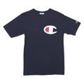 CHAMPION Mens Navy Blue Graphic T-Shirt S Short Sleeve Crew Neck Cotton Blend