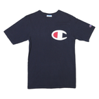 CHAMPION Mens Navy Blue Graphic T-Shirt S Short Sleeve Crew Neck Cotton Blend