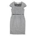 MONSOON Womens Grey Cotton Blend Shift Dress Short Sleeve UK 14 Elegant Workwear