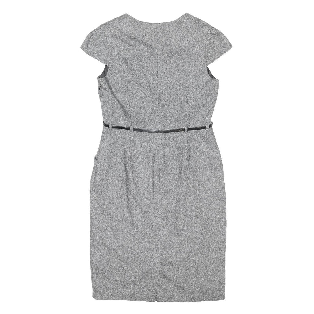 MONSOON Womens Grey Cotton Blend Shift Dress Short Sleeve UK 14 Elegant Workwear