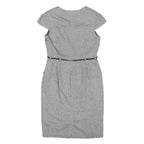 MONSOON Womens Grey Cotton Blend Shift Dress Short Sleeve UK 14 Elegant Workwear