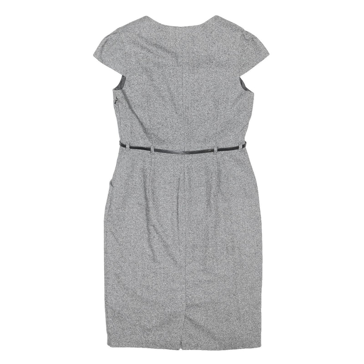 MONSOON Womens Grey Cotton Blend Shift Dress Short Sleeve UK 14 Elegant Workwear