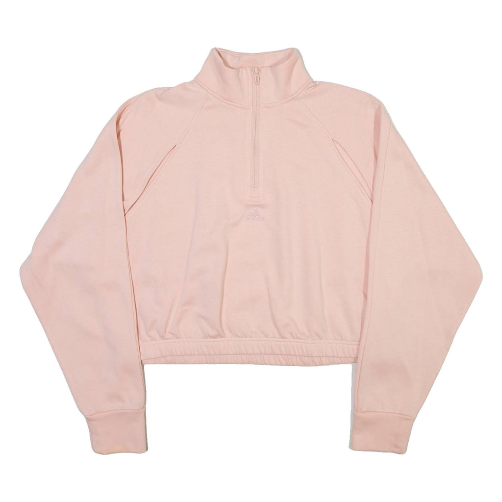 ADIDAS Womens Sweatshirt Pink 1/4 Zip M