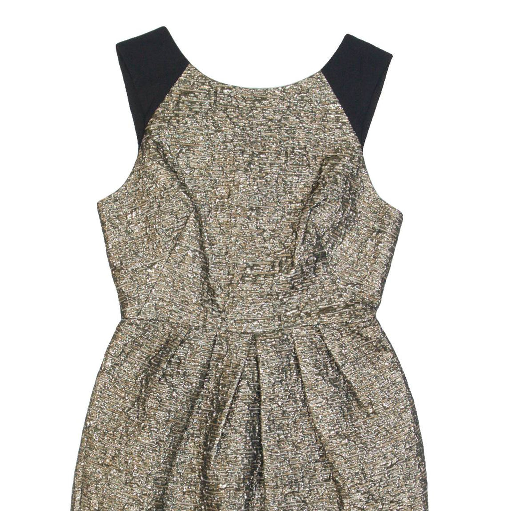 WHISTLES Womens Fit & Flare Dress Gold Sleeveless Knee Length UK 6