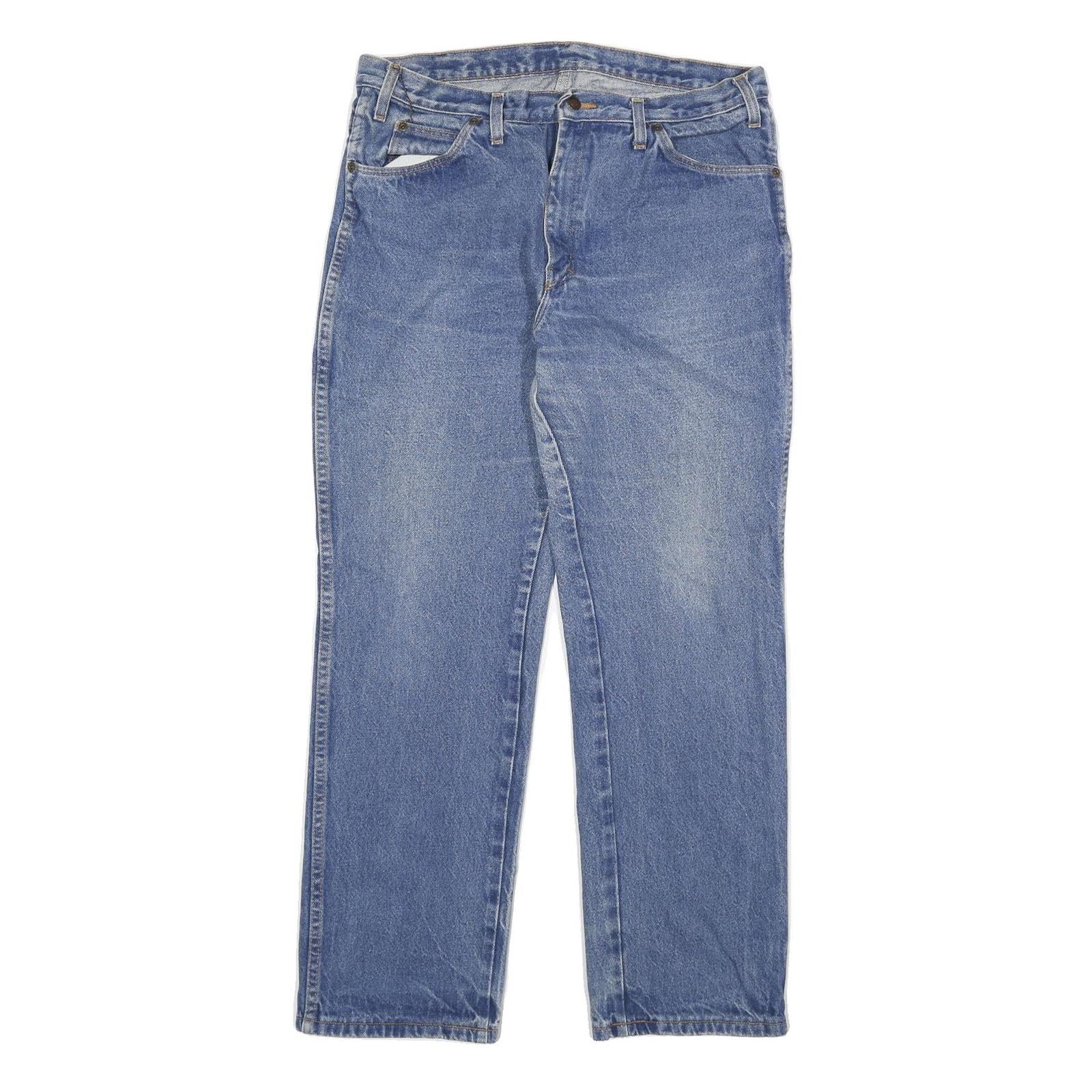 DICKIES Mens Regular Fit Blue Denim Jeans W34 L30 Classic Zip Cotton Blend