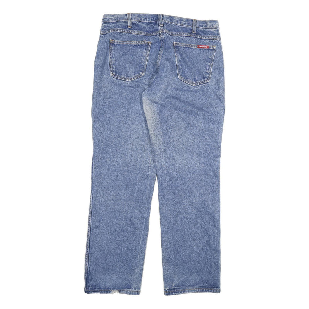 DICKIES Mens Regular Fit Blue Denim Jeans W34 L30 Classic Zip Cotton Blend