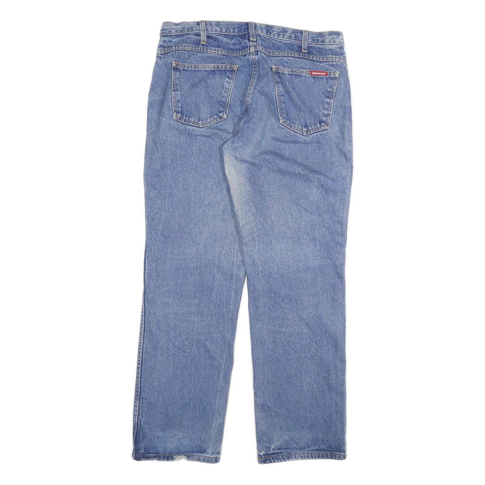 DICKIES Mens Regular Fit Blue Denim Jeans W34 L30 Classic Zip Cotton Blend