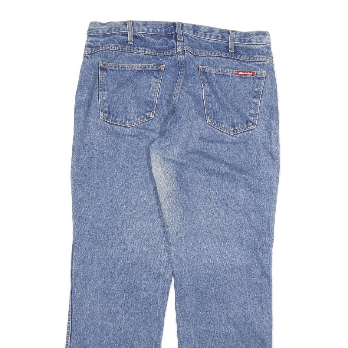 DICKIES Mens Regular Fit Blue Denim Jeans W34 L30 Classic Zip Cotton Blend