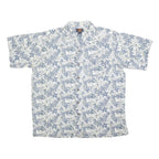 ROUTE 66 Mens White & Blue Floral Print Hawaiian Shirt XL Summer Casual
