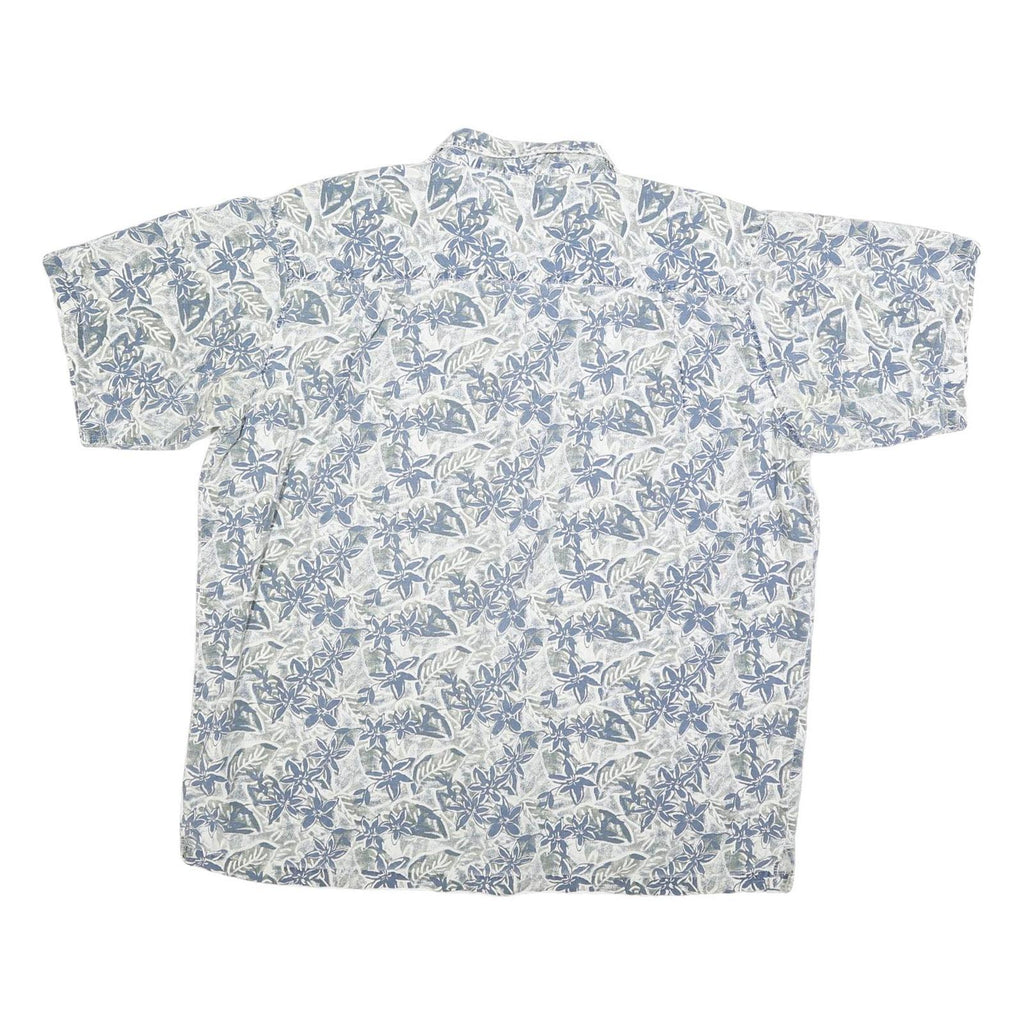 ROUTE 66 Mens White & Blue Floral Print Hawaiian Shirt XL Summer Casual