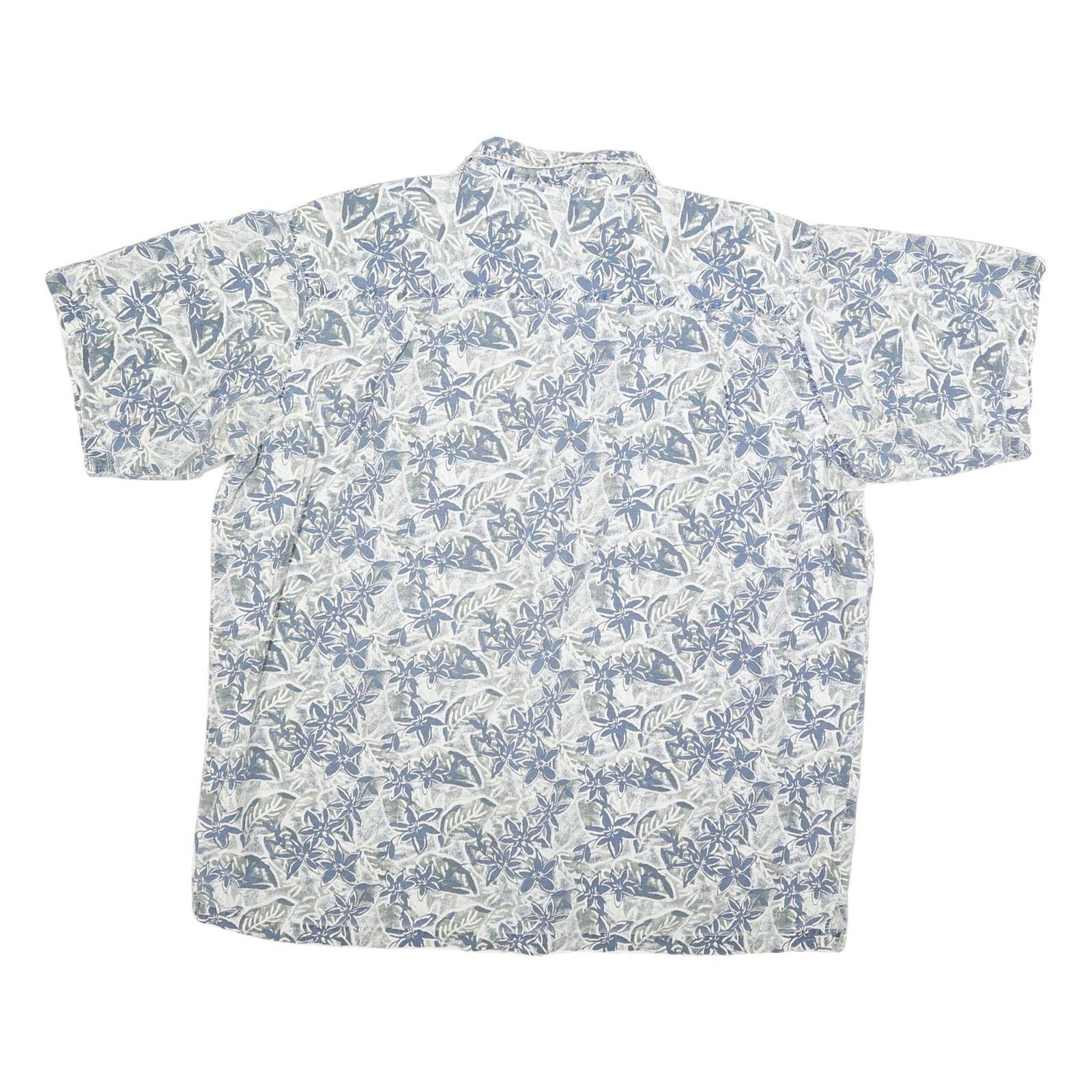 ROUTE 66 Mens White & Blue Floral Print Hawaiian Shirt XL Summer Casual