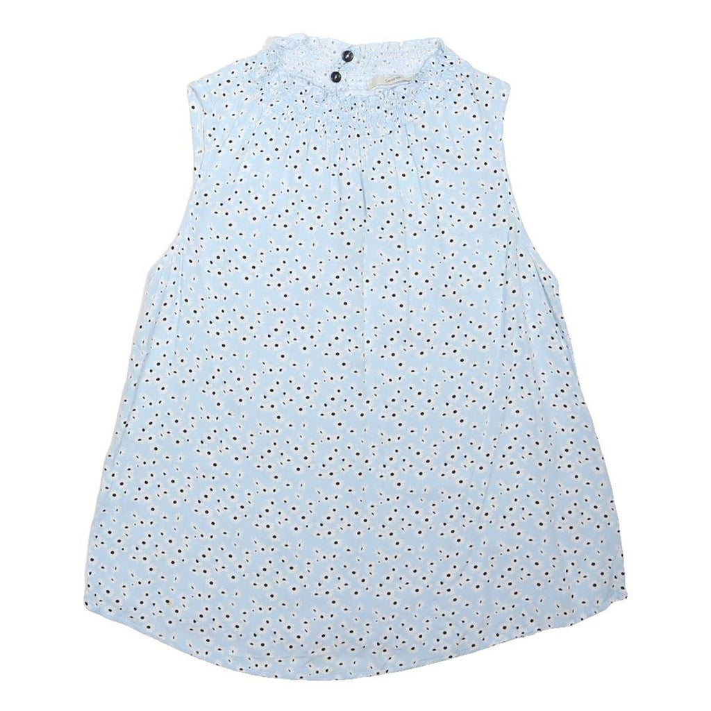 GEORGE Womens Blue Printed Sleeveless Top UK 8 Cotton Blend Summer Casual