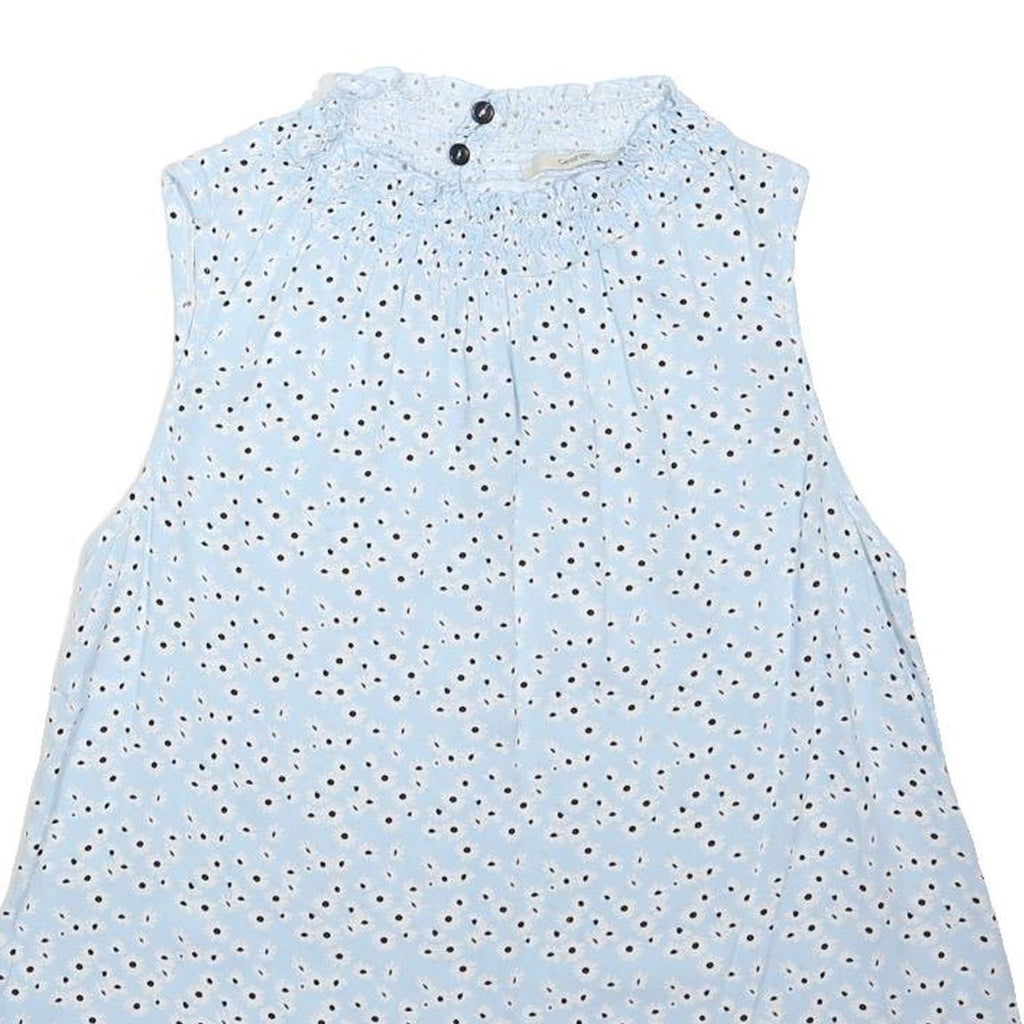 GEORGE Womens Blue Printed Sleeveless Top UK 8 Cotton Blend Summer Casual