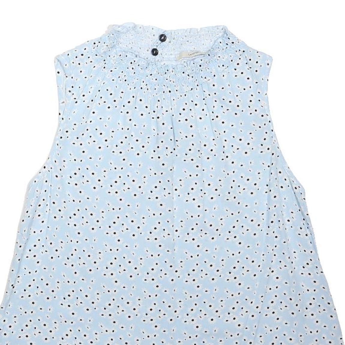 GEORGE Womens Blue Printed Sleeveless Top UK 8 Cotton Blend Summer Casual