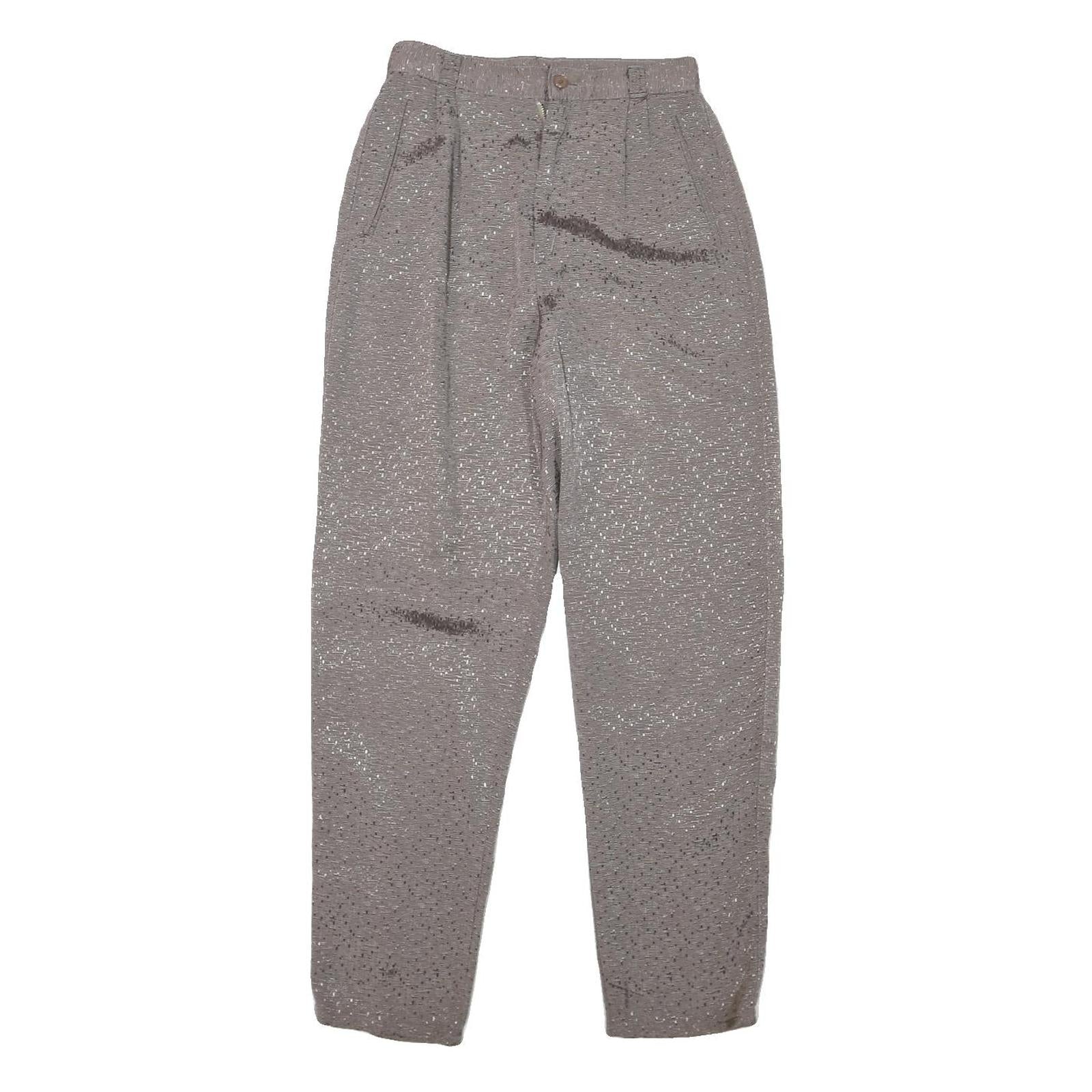 Womens Wool Blend Relaxed Grey Trousers W24 L27 Zip Closure Casual Comfort