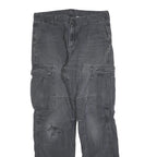 CARHARTT Mens Cotton Blend Black Regular Cargo Trousers W34 L32 Workwear