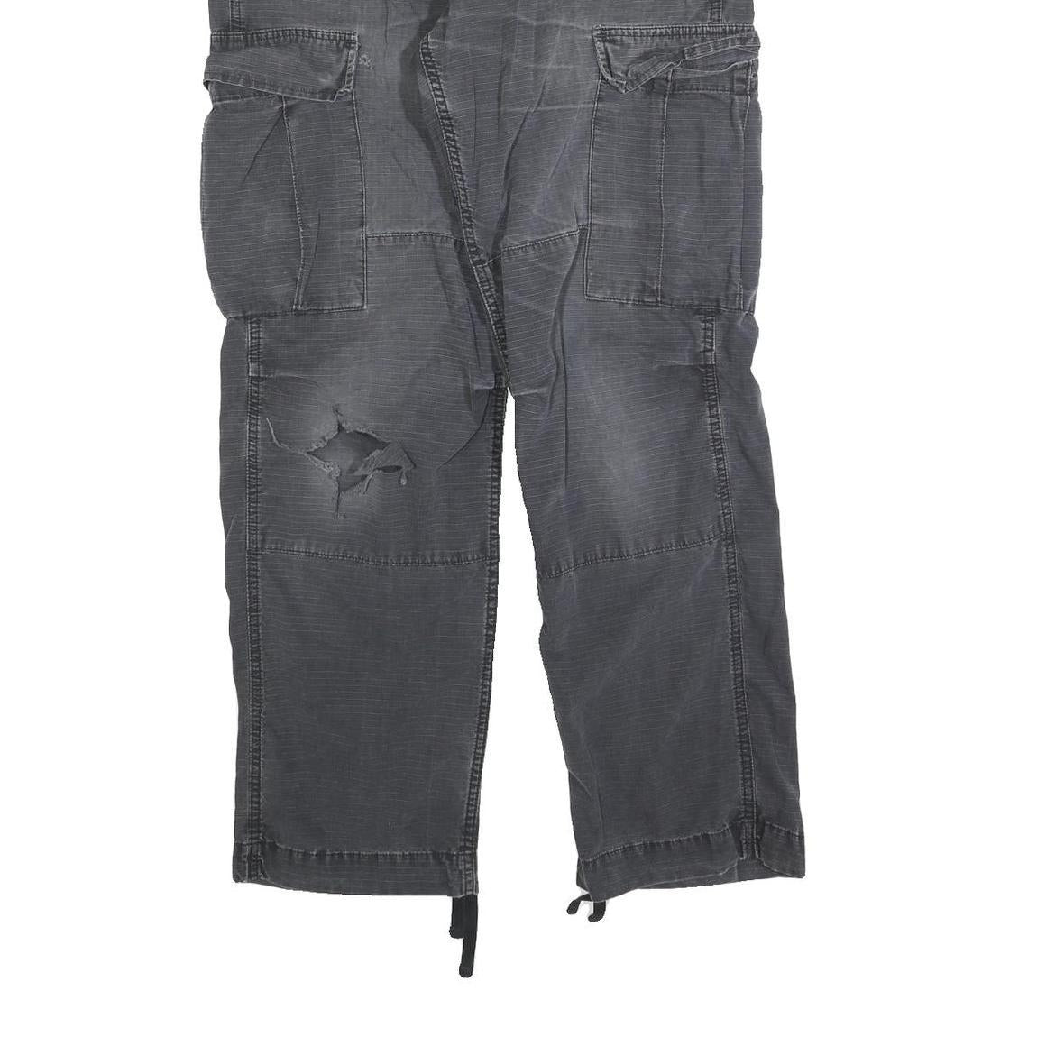 CARHARTT Mens Cotton Blend Black Regular Cargo Trousers W34 L32 Workwear