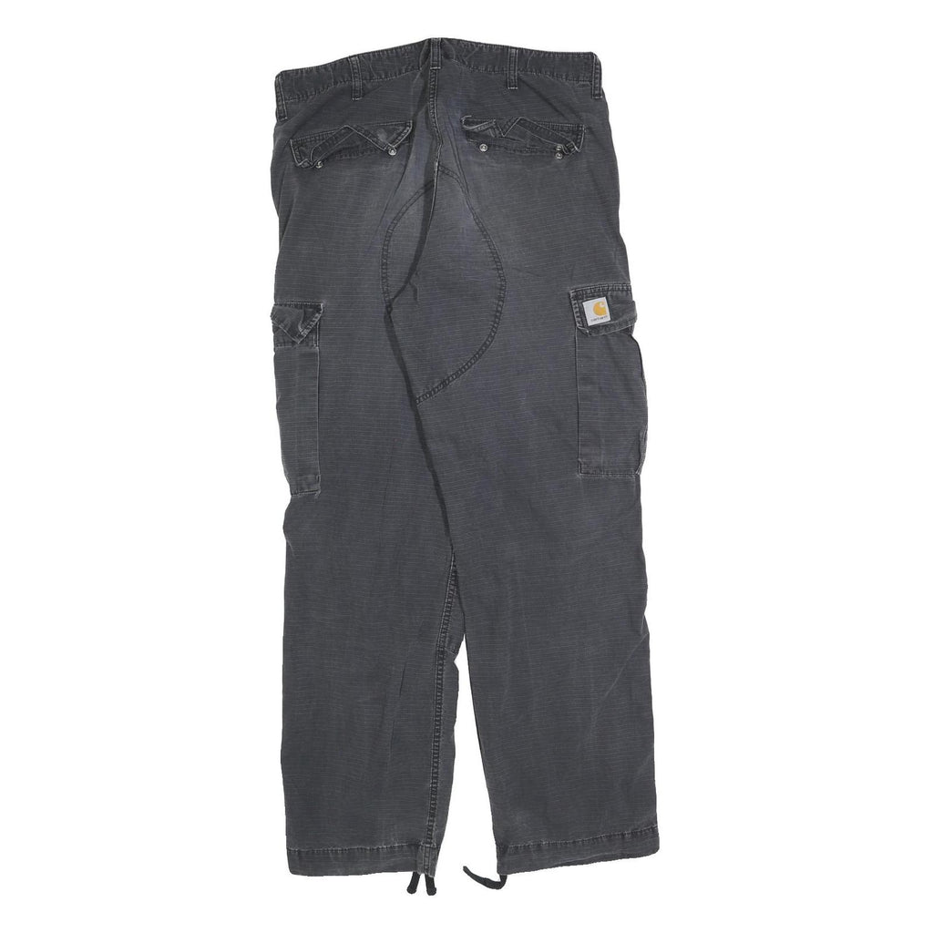 CARHARTT Mens Cotton Blend Black Regular Cargo Trousers W34 L32 Workwear