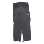 CARHARTT Mens Cotton Blend Black Regular Cargo Trousers W34 L32 Workwear