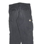 CARHARTT Mens Cotton Blend Black Regular Cargo Trousers W34 L32 Workwear