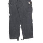 CARHARTT Mens Cotton Blend Black Regular Cargo Trousers W34 L32 Workwear