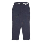 CARHARTT Mens Cotton Blend Navy Regular Cargo Trousers W32 L30 Workwear Zip