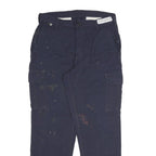 CARHARTT Mens Cotton Blend Navy Regular Cargo Trousers W32 L30 Workwear Zip